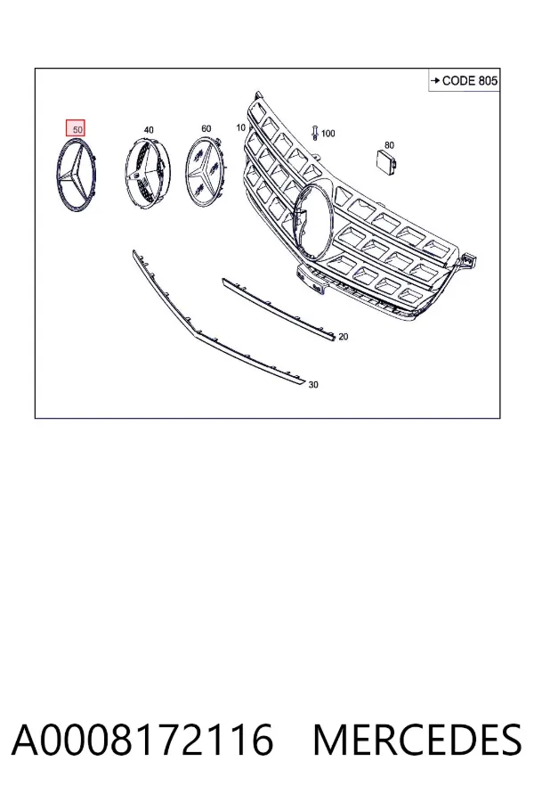 Emblemat na atrapę chłodnicy A0008172116 Mercedes