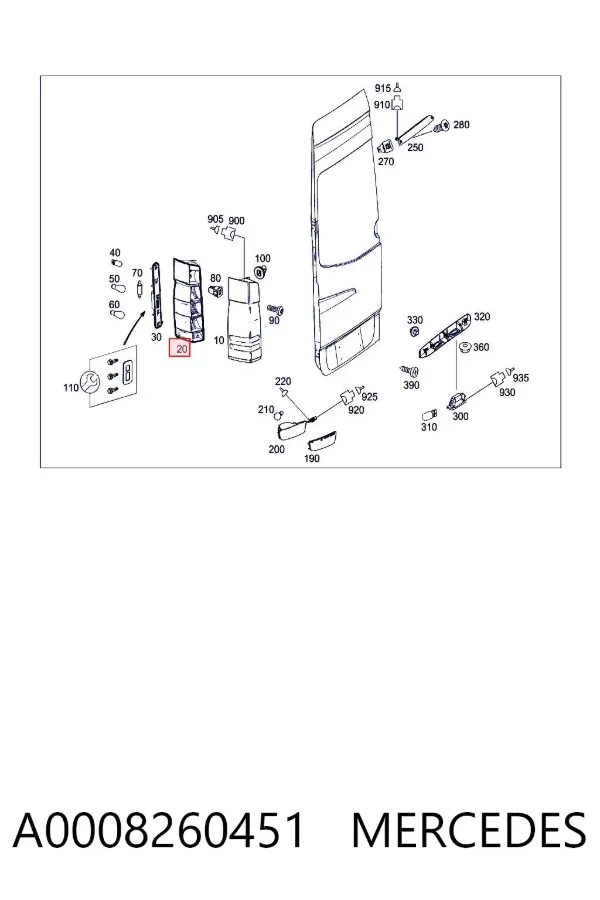 Lampa zespolona tylna lewa A0008260451 Mercedes