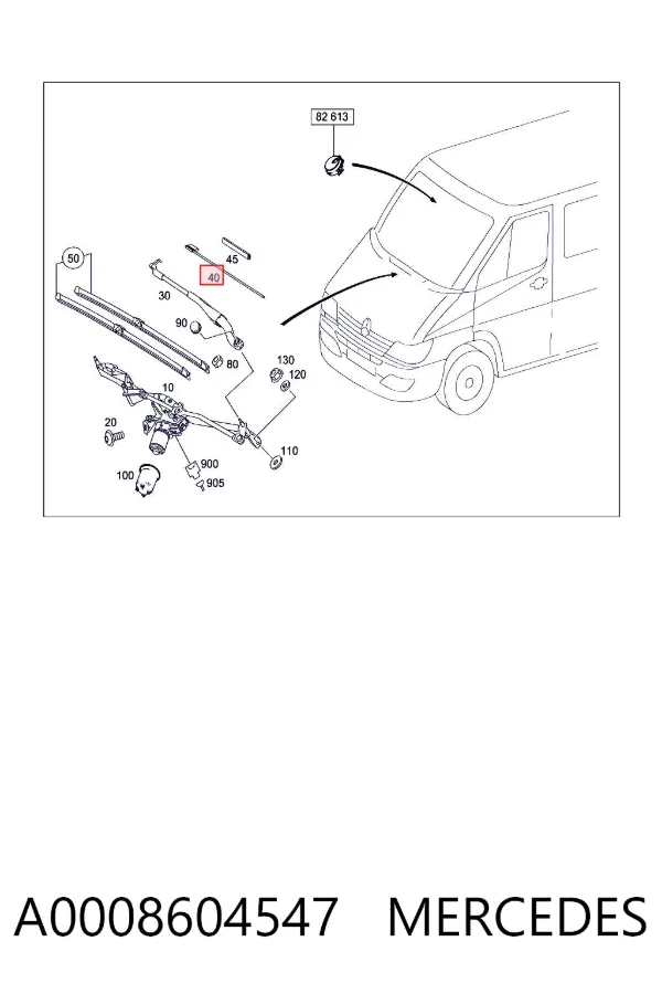 Dysza spryskiwacza szyby przedniej A0008604547 Mercedes