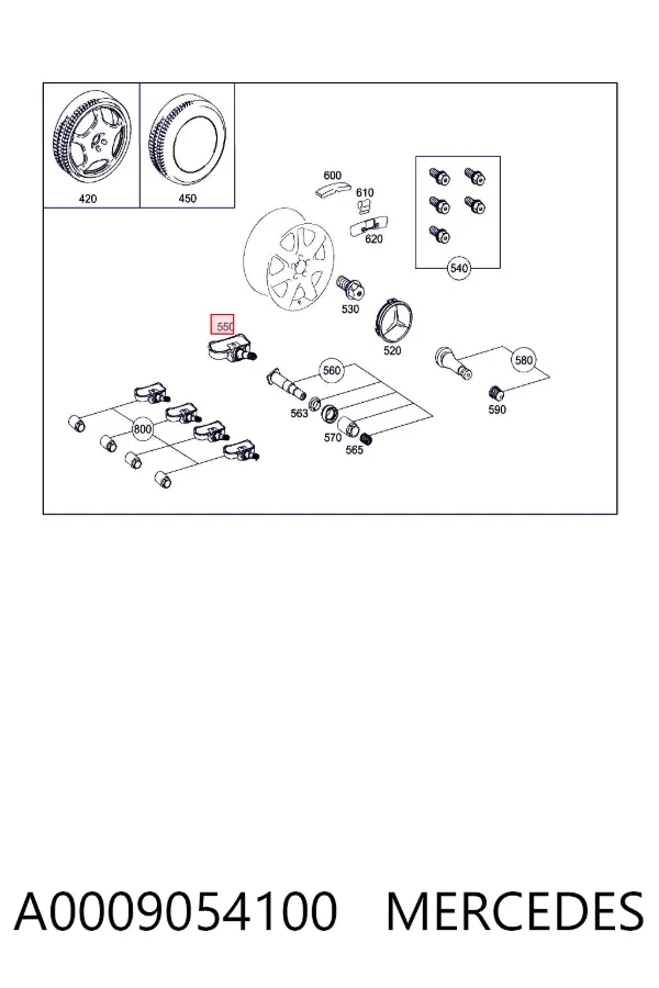 Czujnik ciśnienia w oponach A0009054100 Mercedes