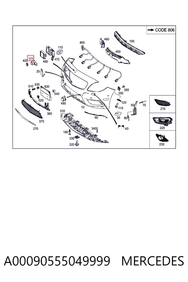 Czujnik parkowania przedni/tylny środkowy A00090555049999 Mercedes