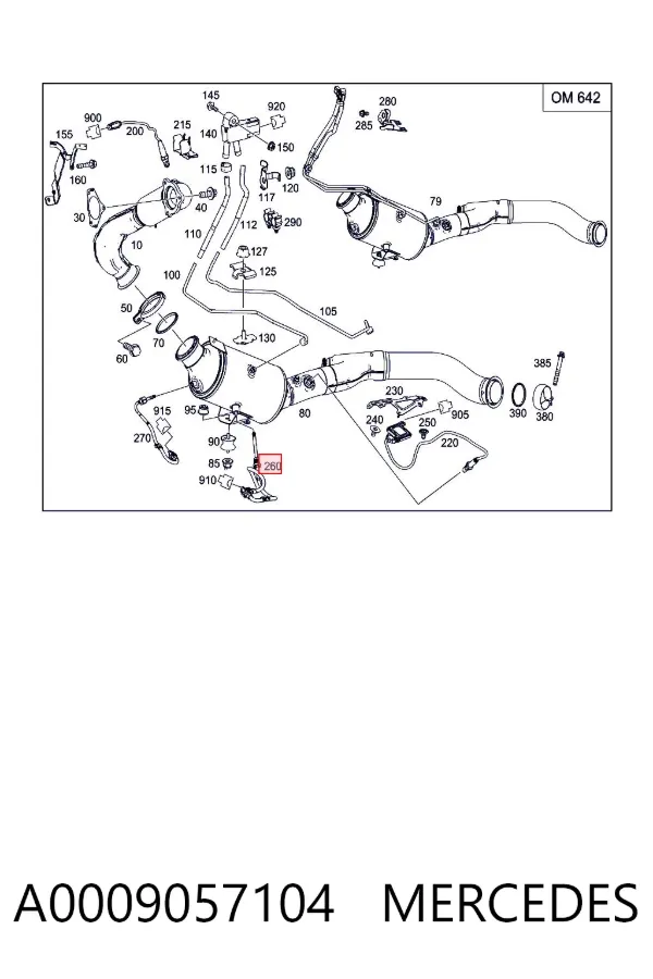 Czujnik temperatury spalin, przed filtrem cząstek stałych A0009057104 Mercedes