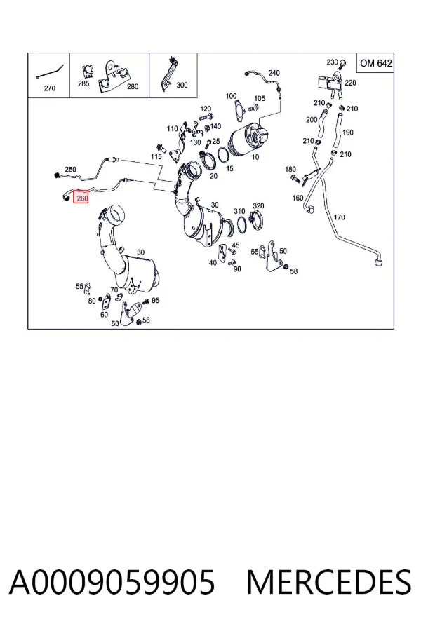 Czujnik temperatury spalin, przed katalizatorem A0009059905 Mercedes