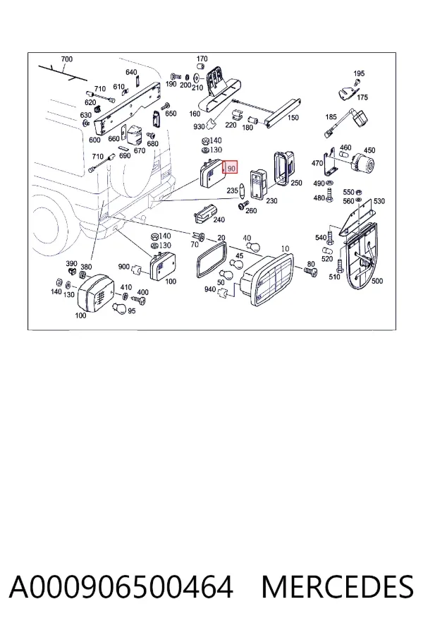 Światło cofania A000906500464 Mercedes