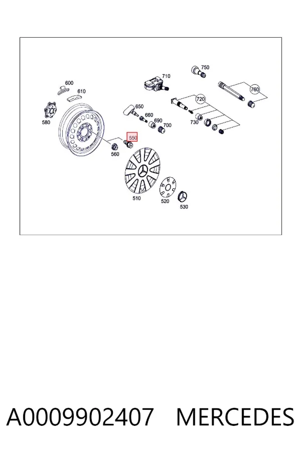 Śruba koła A0009902407 Mercedes