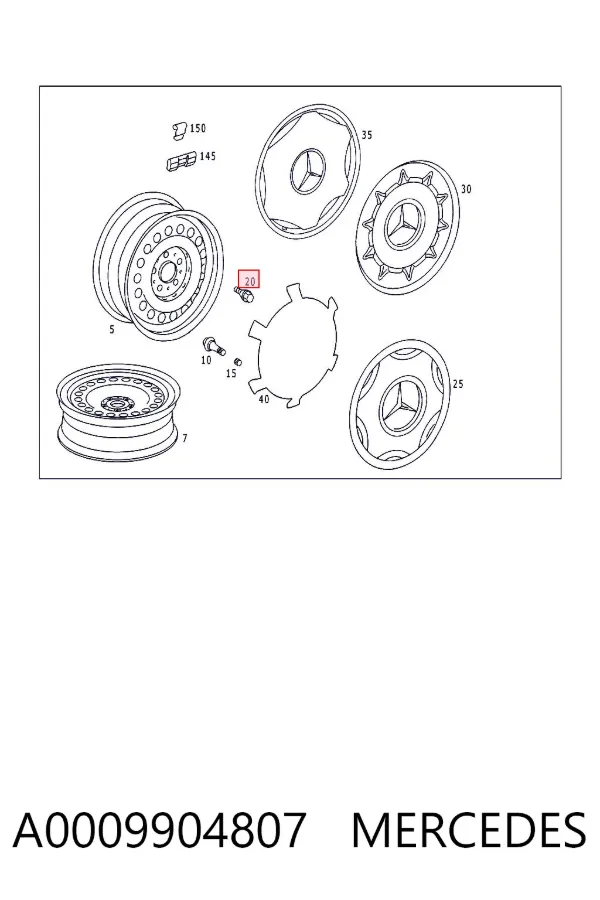 Śruba koła A0009904807 Mercedes