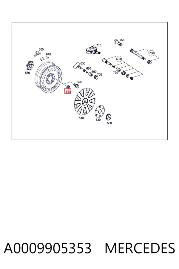 Nakrętka koła A0009905353 Mercedes