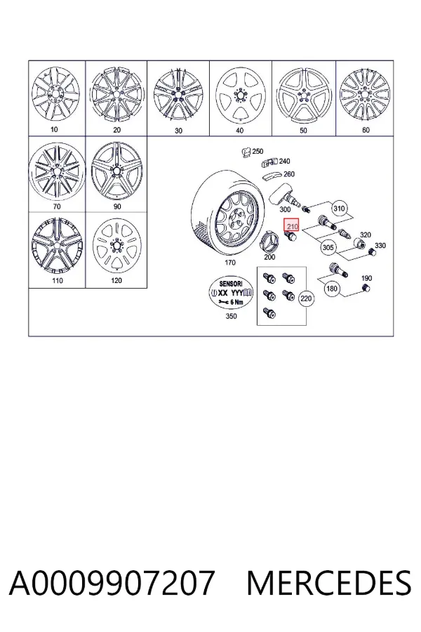 Śruba koła A0009907207 Mercedes