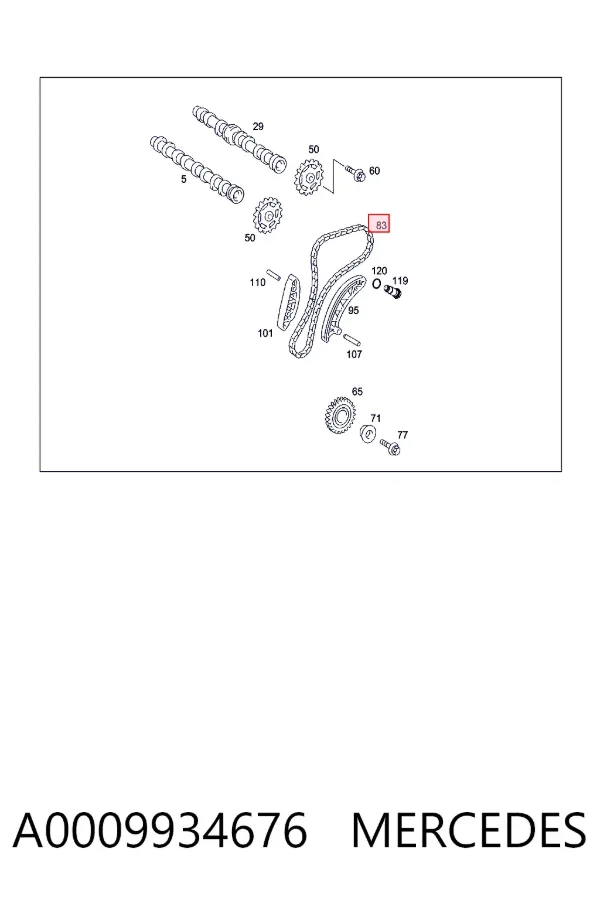 Łańcuch rozrządu A0009934676 Mercedes