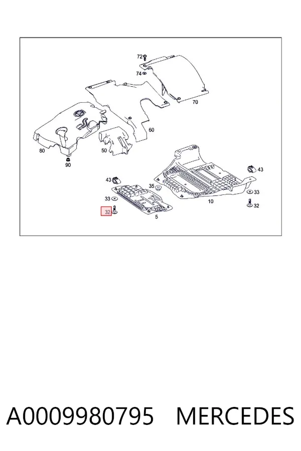 Osłona silnika, miski (przedziału silnika) A0009980795 Mercedes
