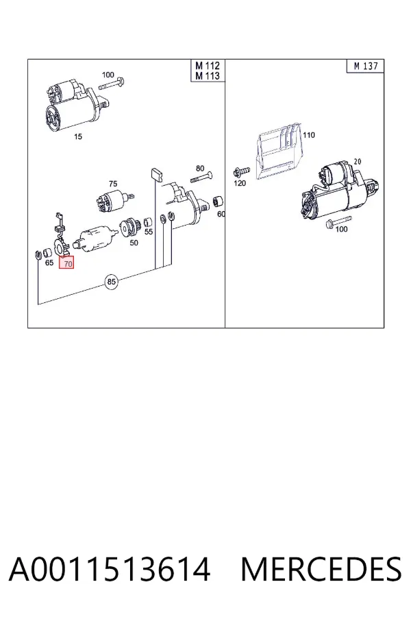 Uchwyt szczotki rozrusznika A0011513614 Mercedes