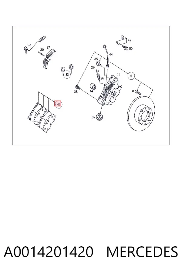 Klocki hamulcowe przednie tarczowe A0014201420 Mercedes