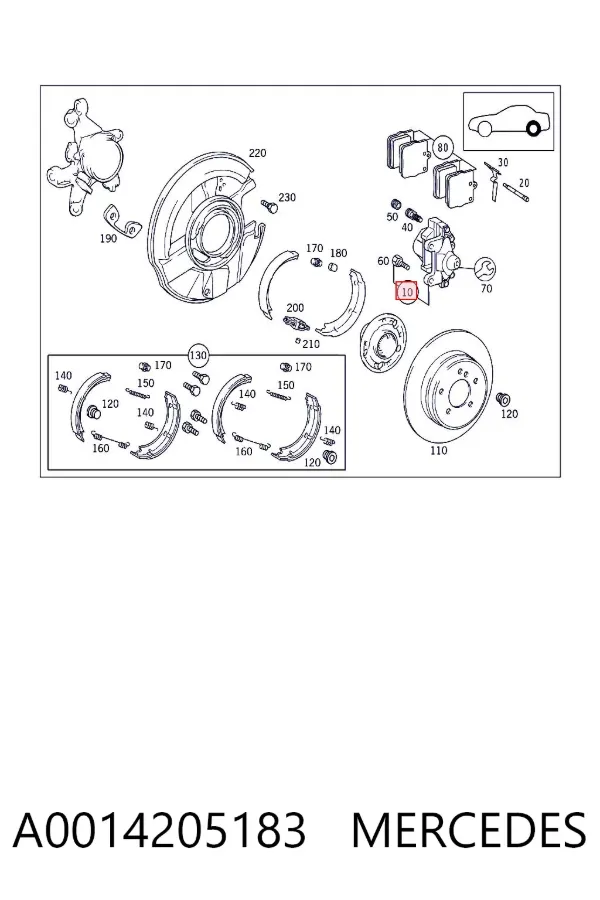 Zacisk hamulcowy tylny prawy A0014205183 Mercedes