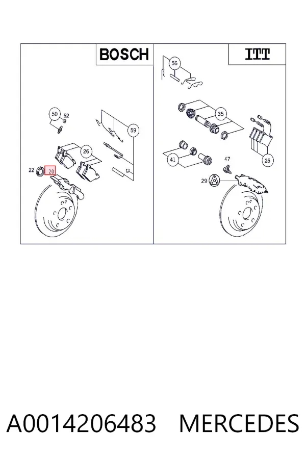 Zacisk hamulcowy tylny prawy A0014206483 Mercedes