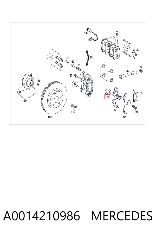Zestaw naprawczy zacisku hamulcowego przedniego A0014210986 Mercedes