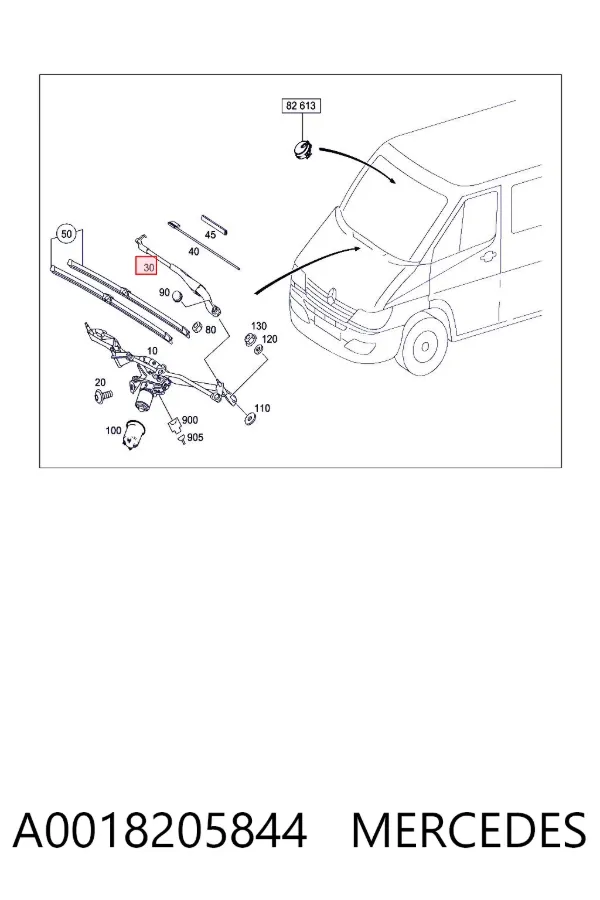 Ramię wycieraczki szyby przedniej A0018205844 Mercedes