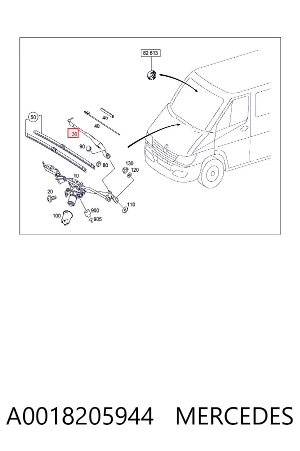 Ramię wycieraczki szyby przedniej A0018205944 Mercedes