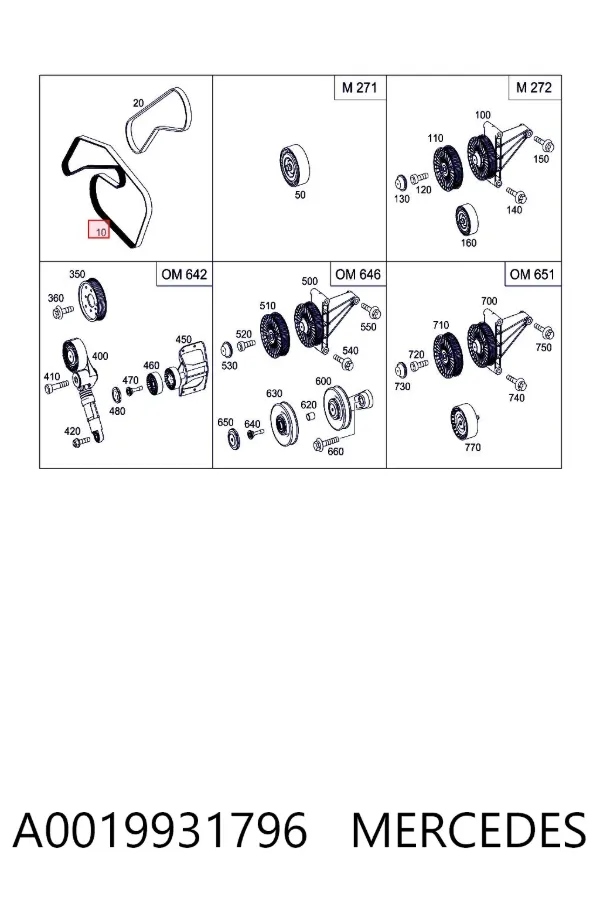 Pas napędowy mechanizmów A0019931796 Mercedes