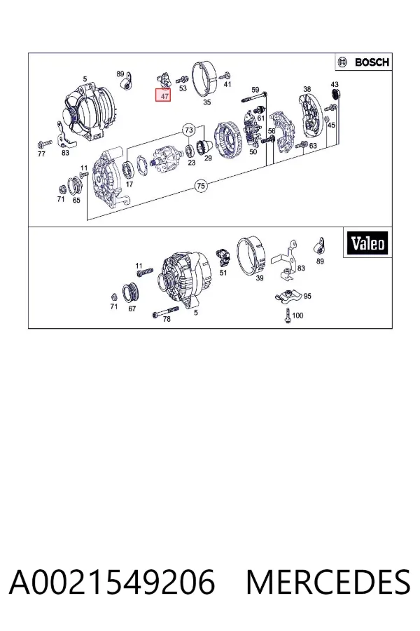 Regulator alternatora (przekaźnik ładowania) A0021549206 Mercedes