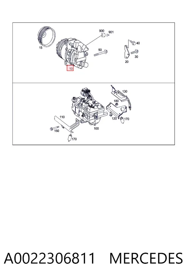 Sprężarka klimatyzacji A0022306811 Mercedes