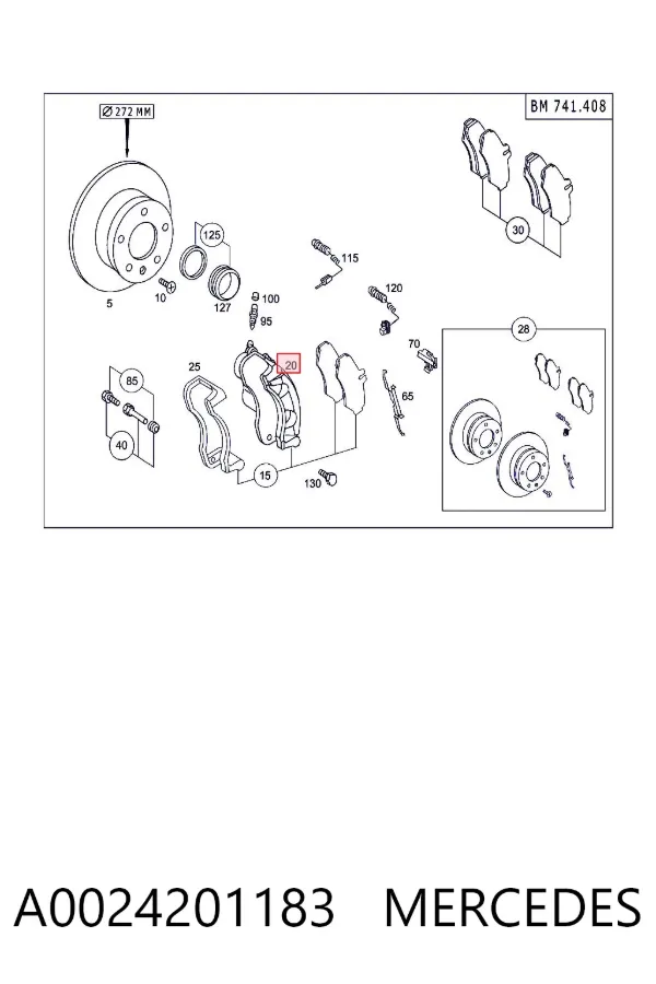 Zacisk hamulcowy tylny prawy A0024201183 Mercedes