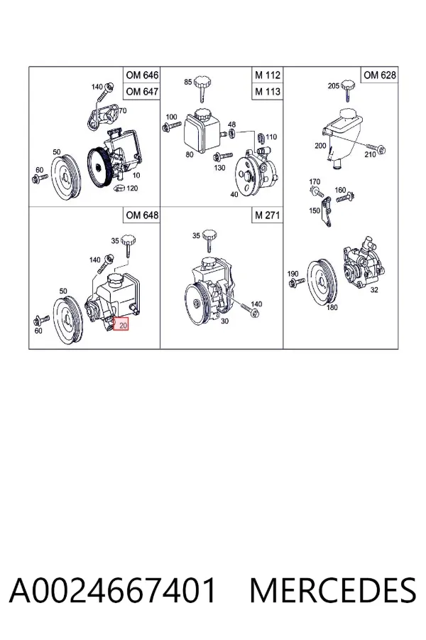 Pompa wspomagania hydraulicznego kierownicy A0024667401 Mercedes