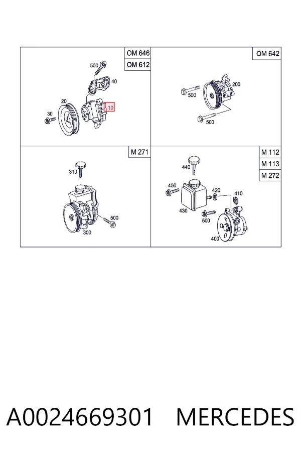 Pompa wspomagania hydraulicznego kierownicy A0024669301 Mercedes