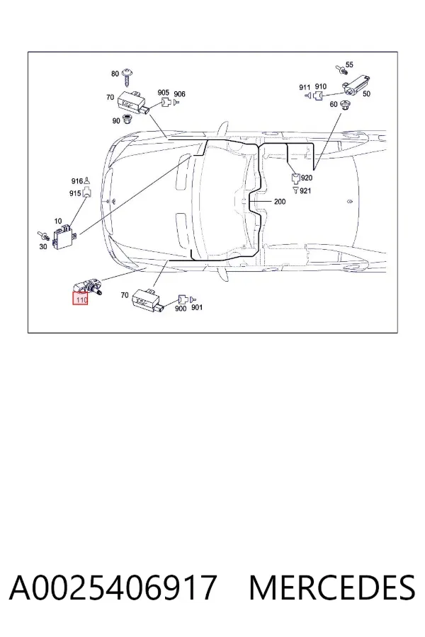 Czujnik ciśnienia w oponach A0025406917 Mercedes