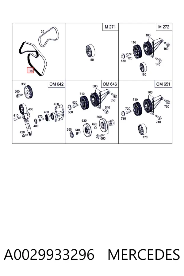 Pas napędowy mechanizmów A0029933296 Mercedes