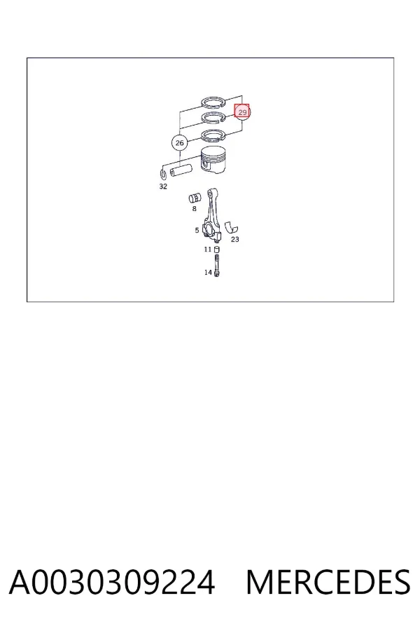 Pierścienie tłokowe na 1 cylinder, STD. A0030309224 Mercedes