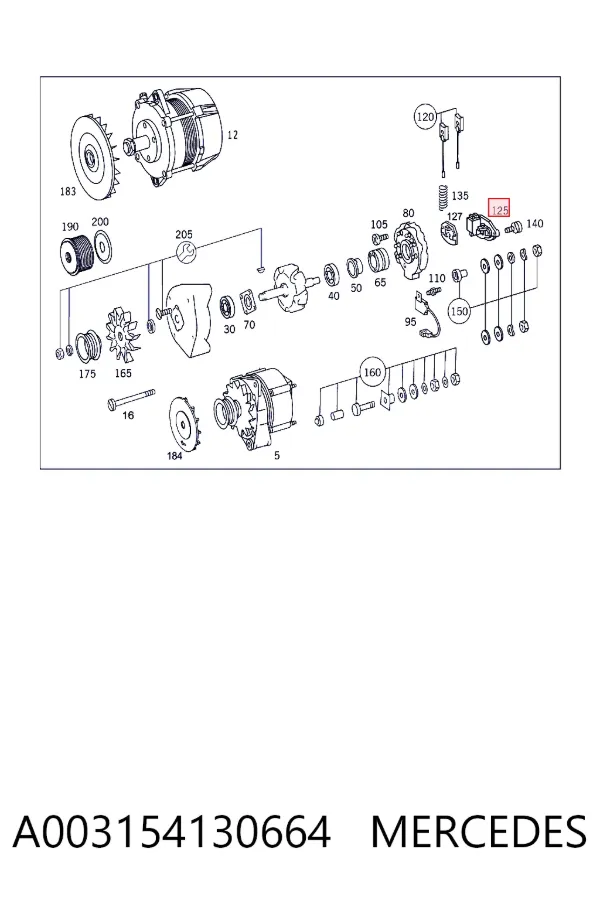 Regulator alternatora (przekaźnik ładowania) A003154130664 Mercedes