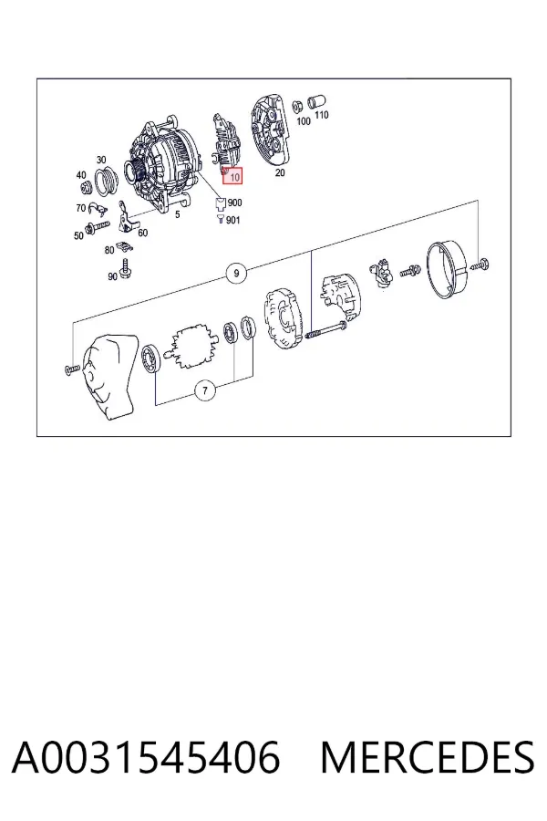 Regulator alternatora (przekaźnik ładowania) A0031545406 Mercedes