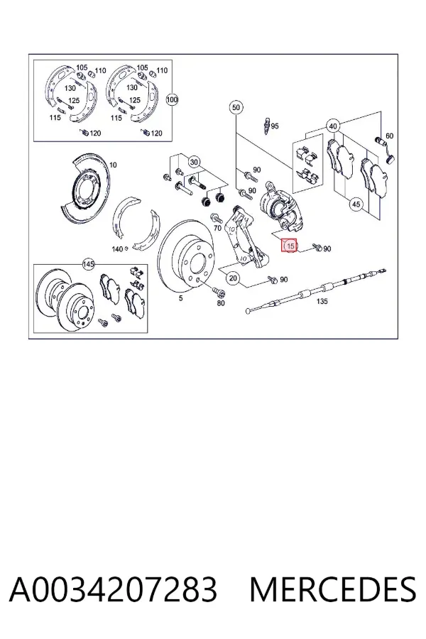 Zacisk hamulcowy tylny prawy A0034207283 Mercedes