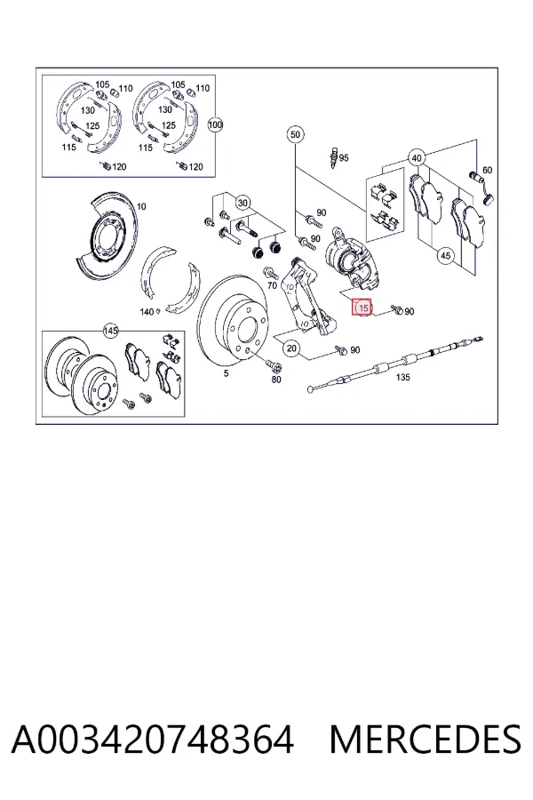 Zacisk hamulcowy tylny prawy A003420748364 Mercedes