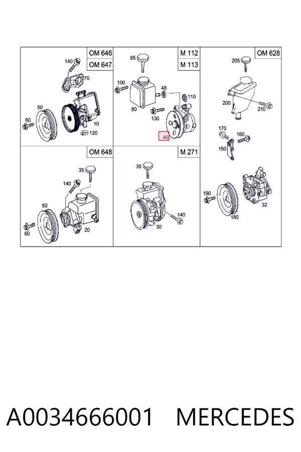 Pompa wspomagania hydraulicznego kierownicy A0034666001 Mercedes