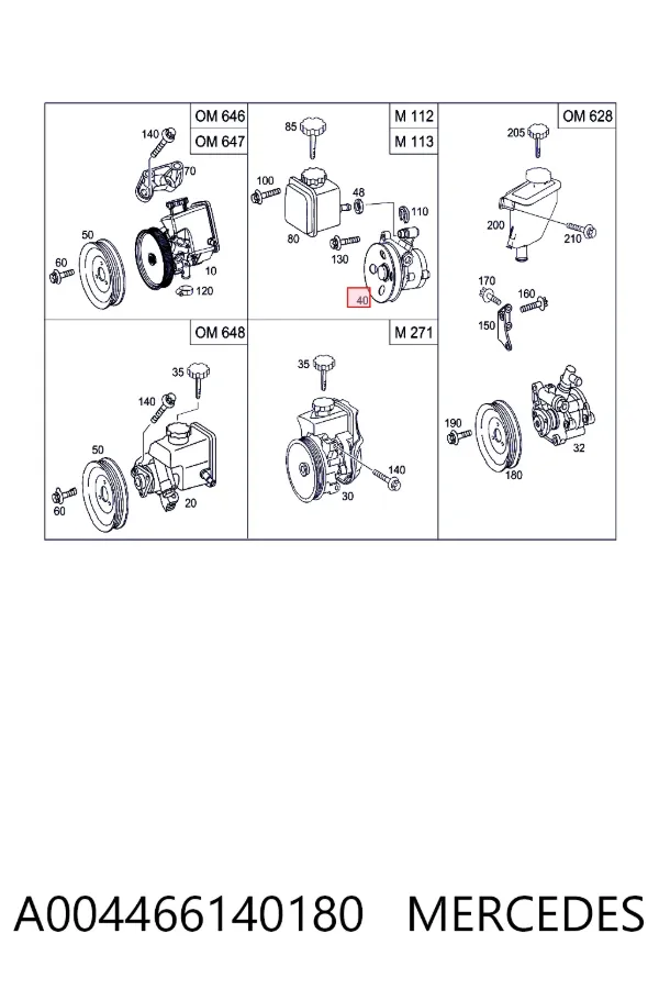 Pompa wspomagania hydraulicznego kierownicy A004466140180 Mercedes