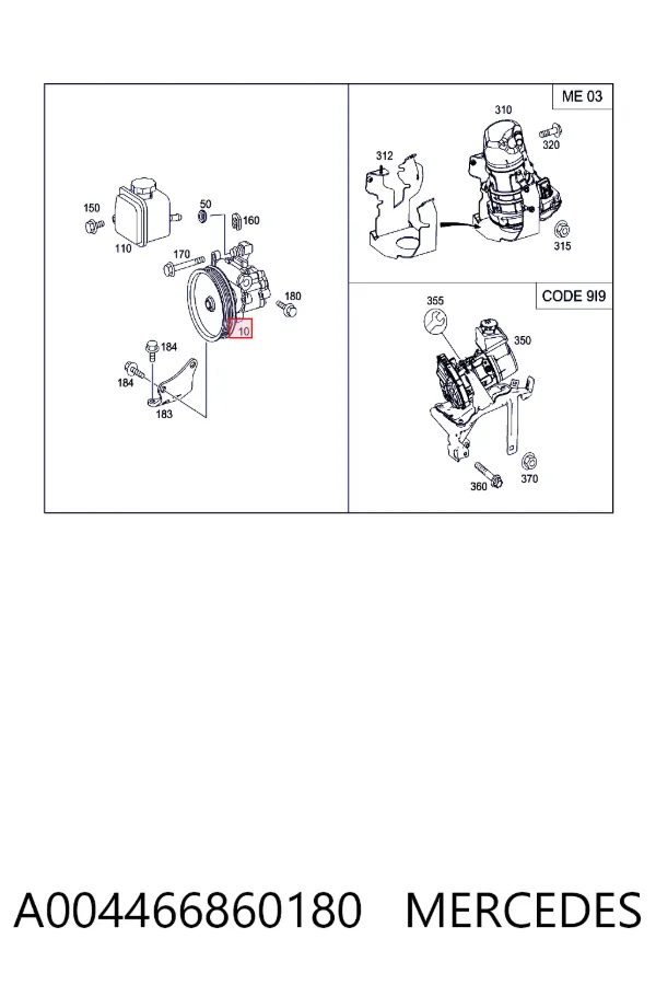 Pompa wspomagania hydraulicznego kierownicy A004466860180 Mercedes