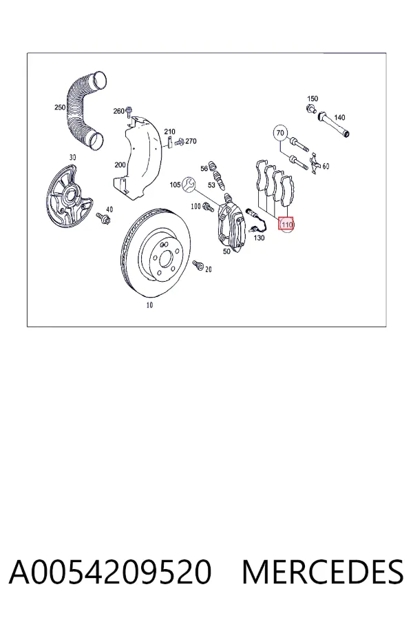 Klocki hamulcowe przednie tarczowe A0054209520 Mercedes