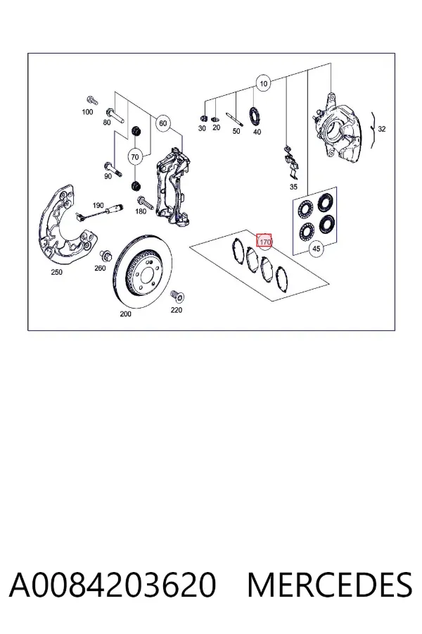 Klocki hamulcowe przednie tarczowe A0084203620 Mercedes