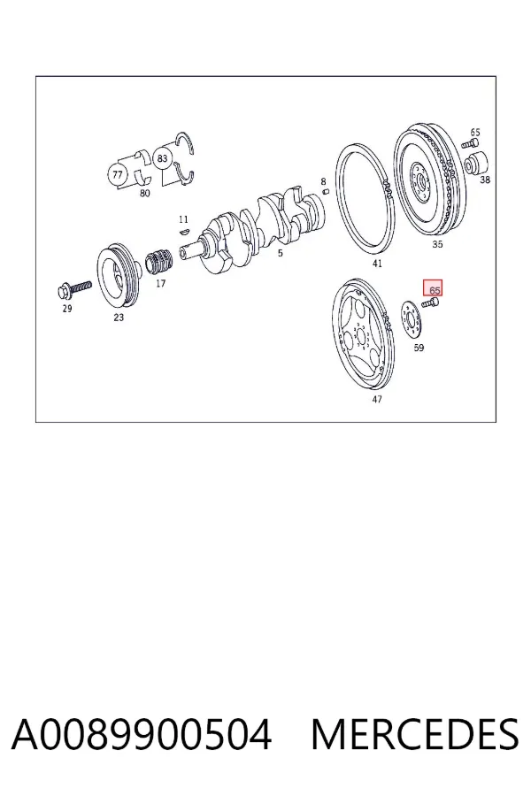 Śruba mocowania koła zamachowego A0089900504 Mercedes