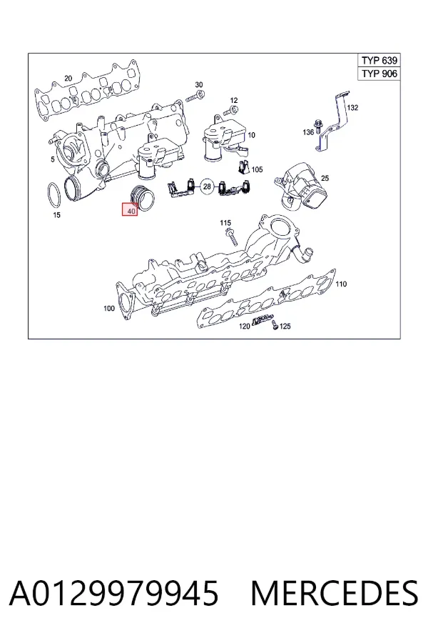 Mostek łączący kolektory ssące A0129979945 Mercedes