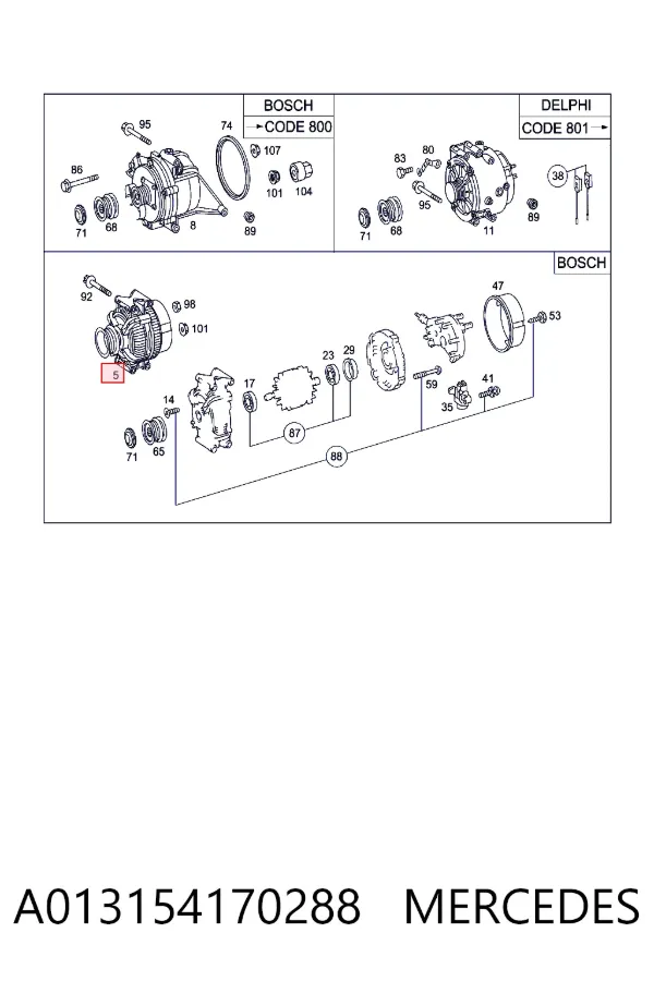 Alternator A013154170288 Mercedes