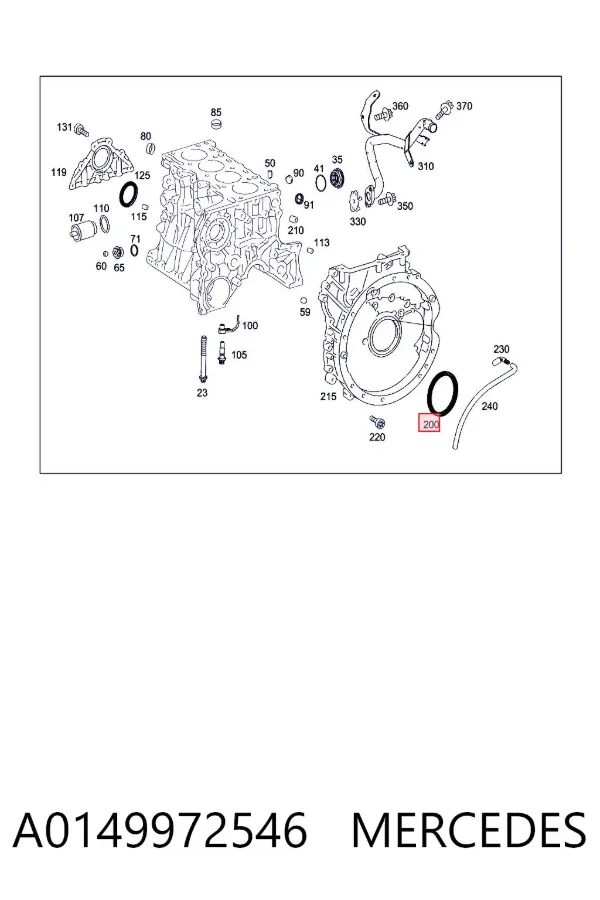Uszczelniacz wału korbowego silnika tylny A0149972546 Mercedes