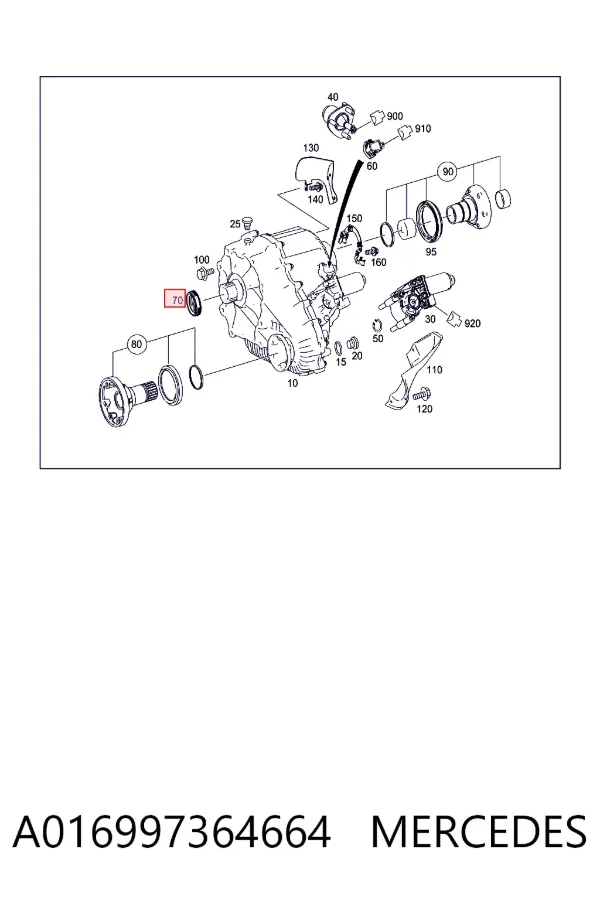 Uszczelniacz skrzyni rozdzielczej, wału sprzęgłowego A016997364664 Mercedes