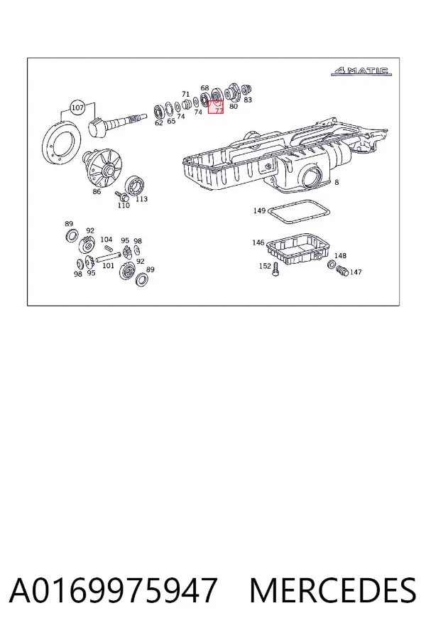 Uszczelniacz półosi mostu tylnego wewnętrzny A0169975947 Mercedes