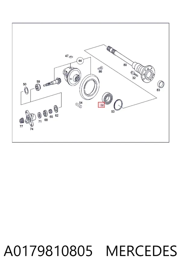 Łożysko półosi mostu tylnego wewnętrzne A0179810805 Mercedes