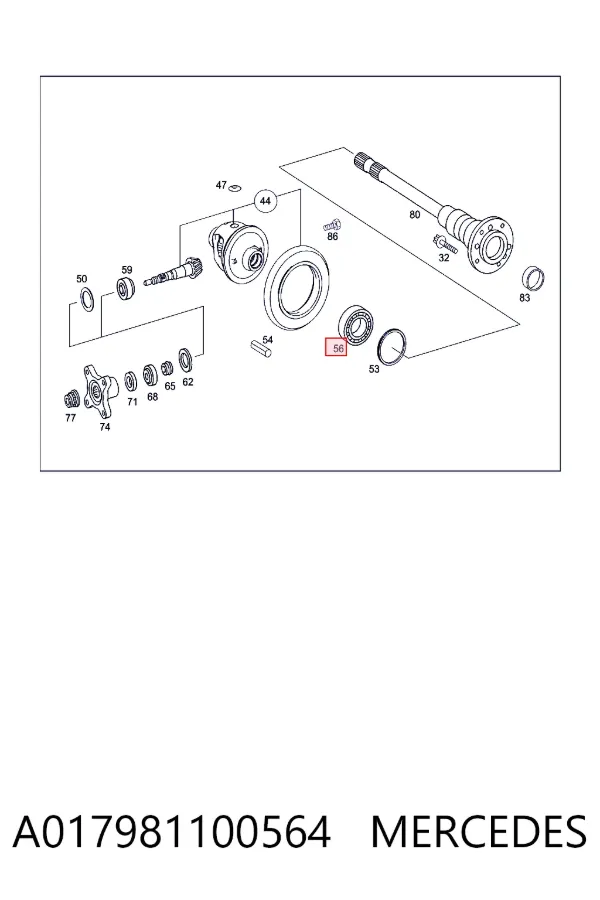 Łożysko półosi mostu tylnego wewnętrzne A017981100564 Mercedes