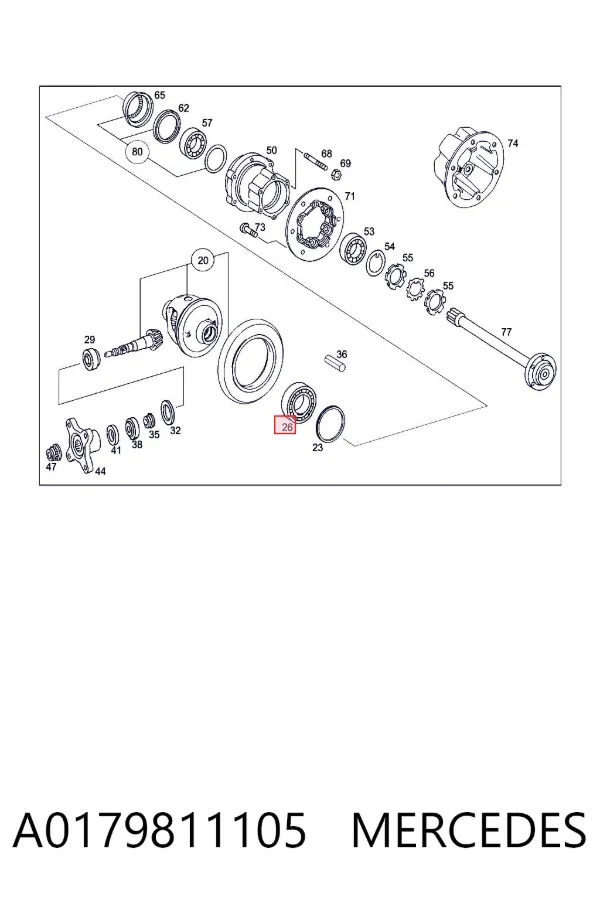 Łożysko dyferencjału mostu tylnego A0179811105 Mercedes