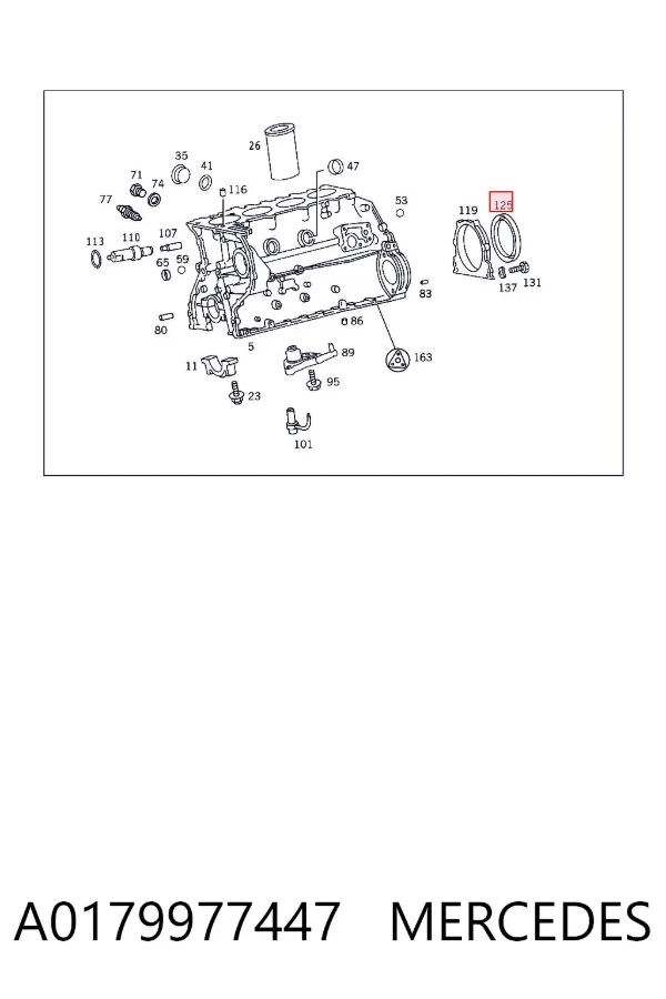 Uszczelniacz wału korbowego silnika tylny A0179977447 Mercedes