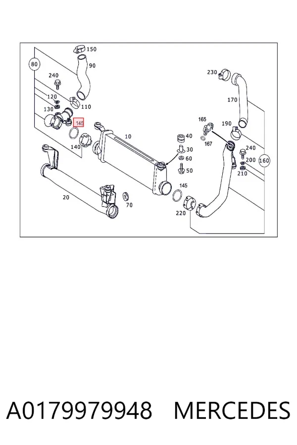 Uszczelka (podkładka) rurki intercoolera A0179979948 Mercedes